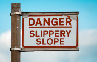 Danger slippery slope sign