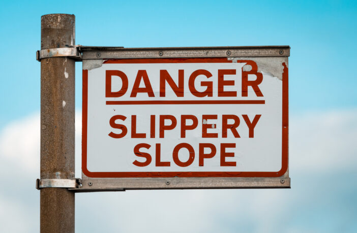 Danger slippery slope sign